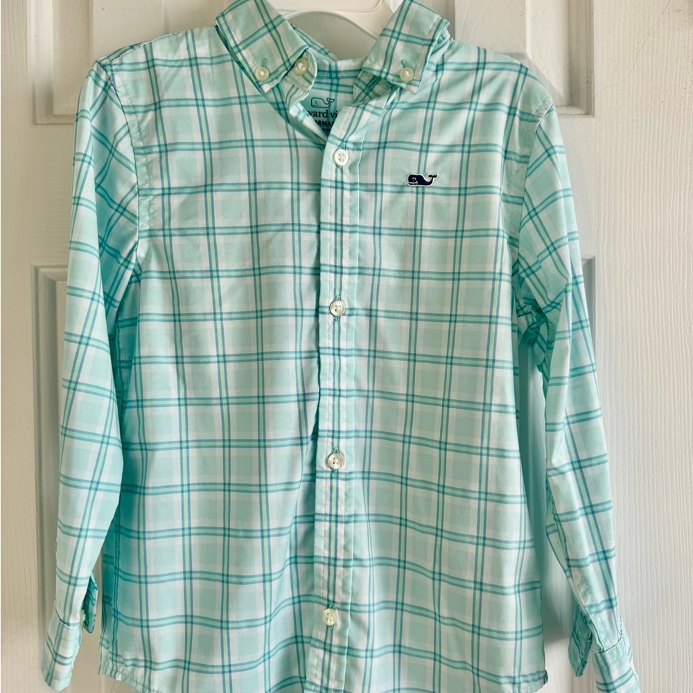 Vineyard Vines Aqua Plaid Button-Down Shirt